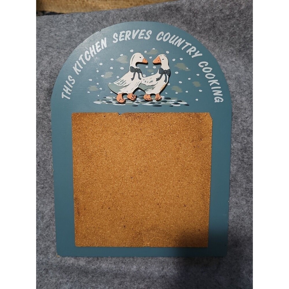 Vintage 1988 Goose Geese Kitchen Cork Memo Board GUC
